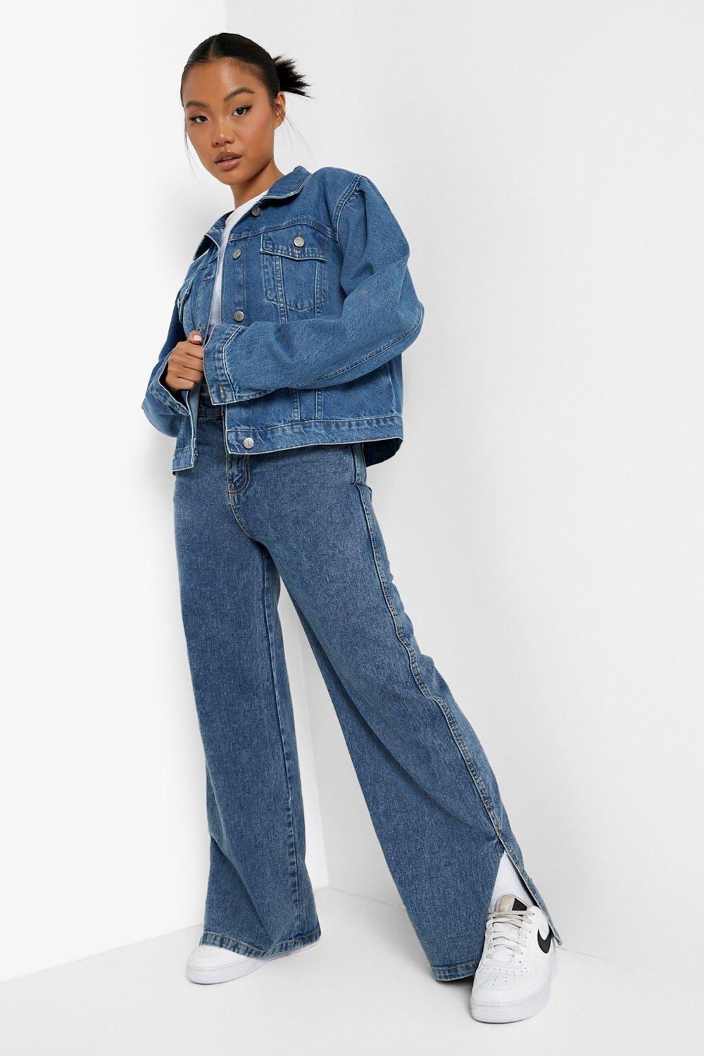 Petite Puff Sleeve Denim Jacket